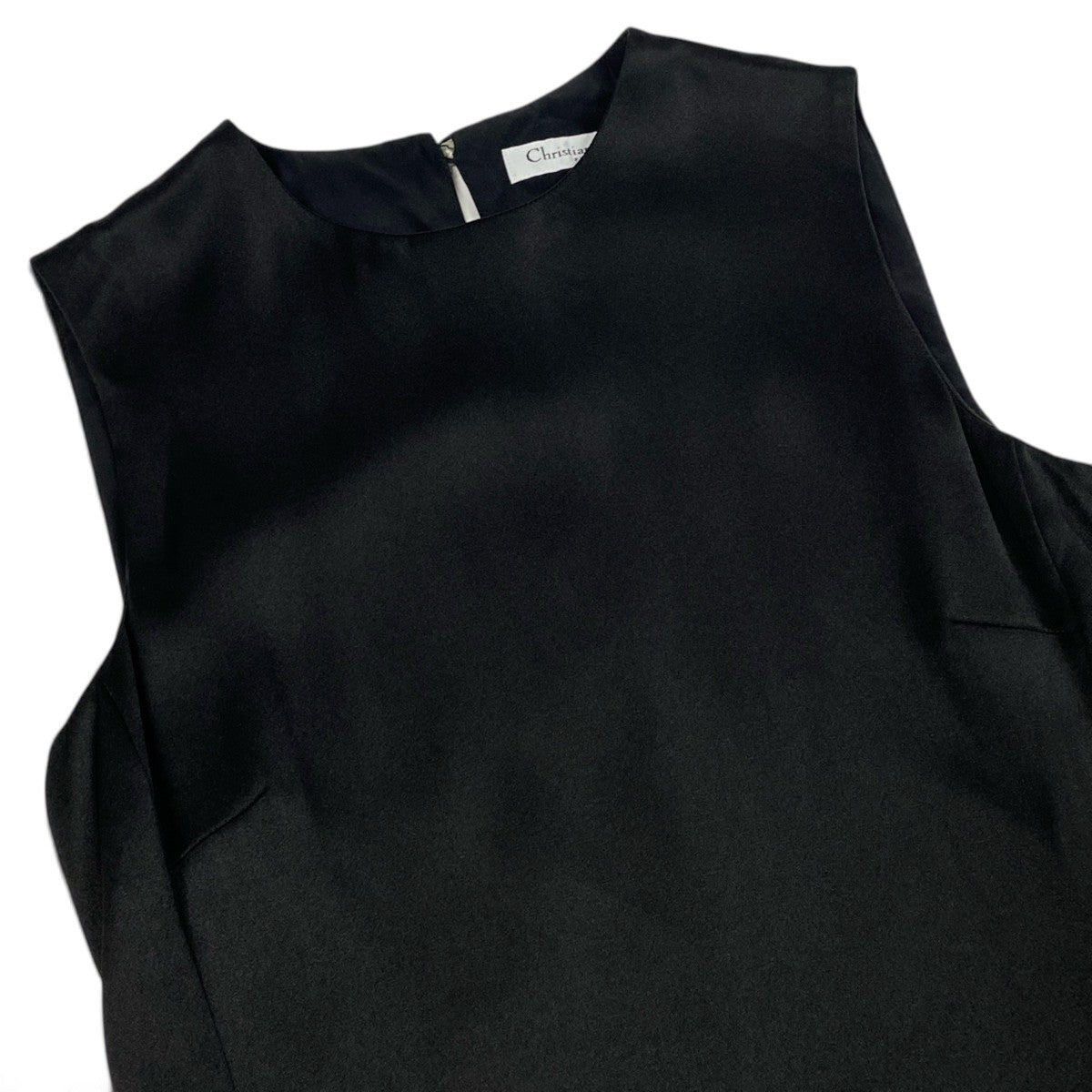 Ei7 Christian Dior クリスチャンディオール ガリアーノ期 ノースリーブカットソー トップス 38 ブラック シルク100％ レディースo07t