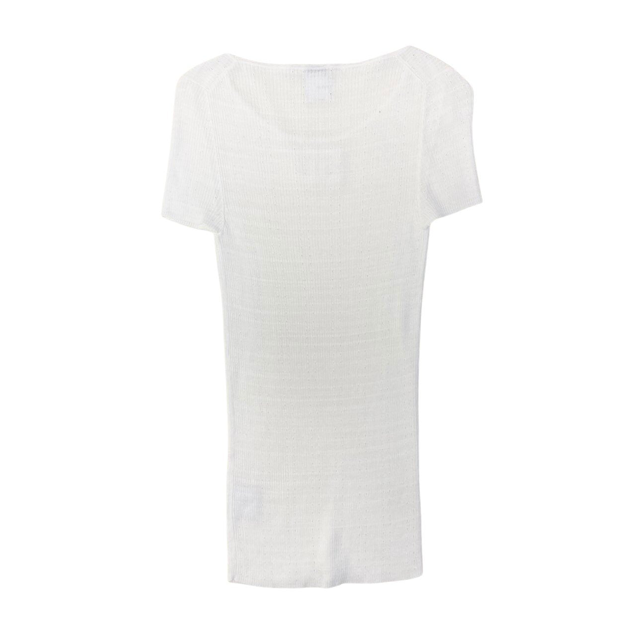 Ce27 【美品】 CHANEL シャネル 2009年 ココマーク サマーニット チュニック丈 P35183 サイズ40 ホワイト レディース 女性服ta1ta1