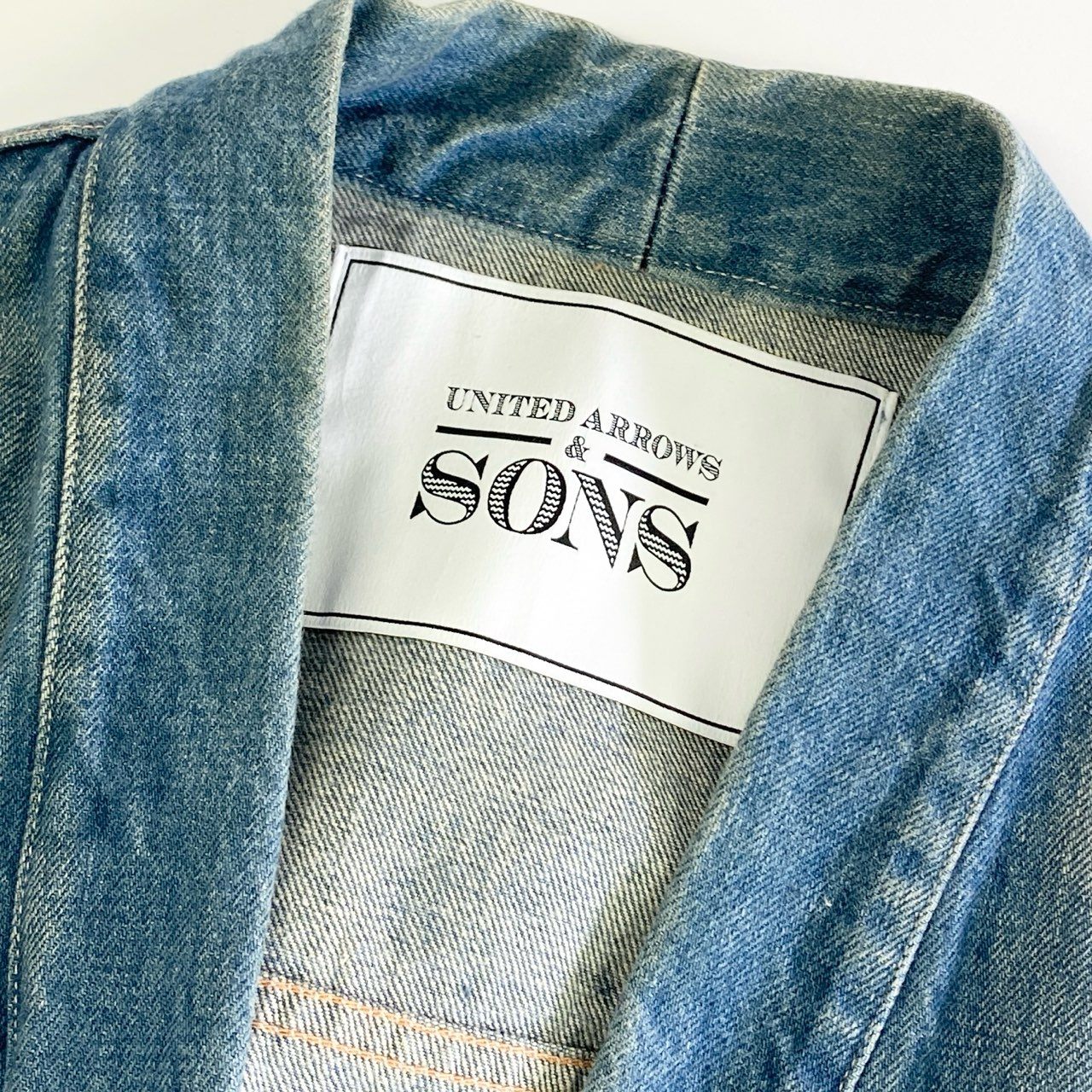 50k8 UNITED ARROWS & SONS ユナイテッドアローズアンドサンズ TOMMY DENIM JACKET デニムジャケット 羽織 ヴィンテージ加工 5525-211-0358 XL インディゴ