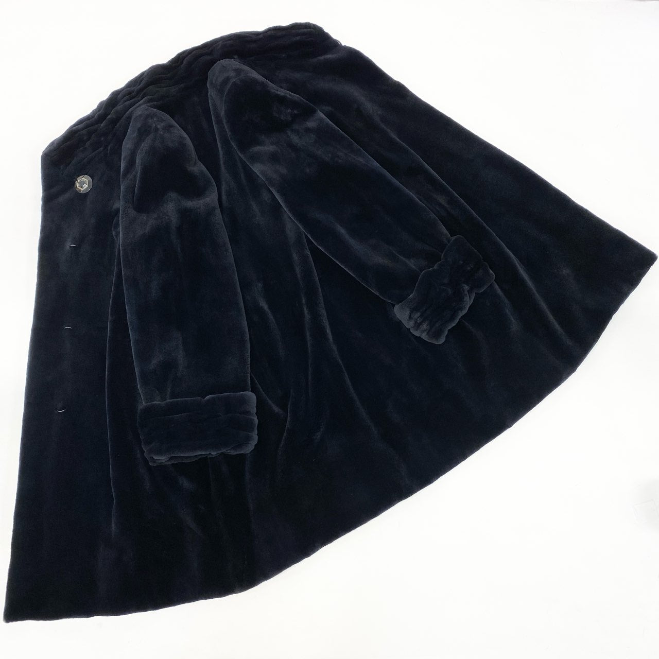 39k1《美品》定価98万 ICRISTALLI ROYAL SAGA MINK 金サガ シェアードミンク ロングコート F ブラック 最高級本毛皮 リアルファーt18r