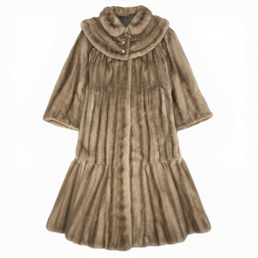 82a27 SAGA MINK サガミンク 銀サガ 衿付き サファイアミンク 丈120cm 裾フリル 超ロングコート サイズ13 シルバーグレー 最高級本毛皮 Mink Fur Long Coatt18r