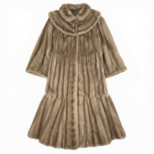 82a27 SAGA MINK サガミンク 銀サガ 衿付き サファイアミンク 丈120cm 裾フリル 超ロングコート サイズ13 シルバーグレー 最高級本毛皮 Mink Fur Long Coatt18r