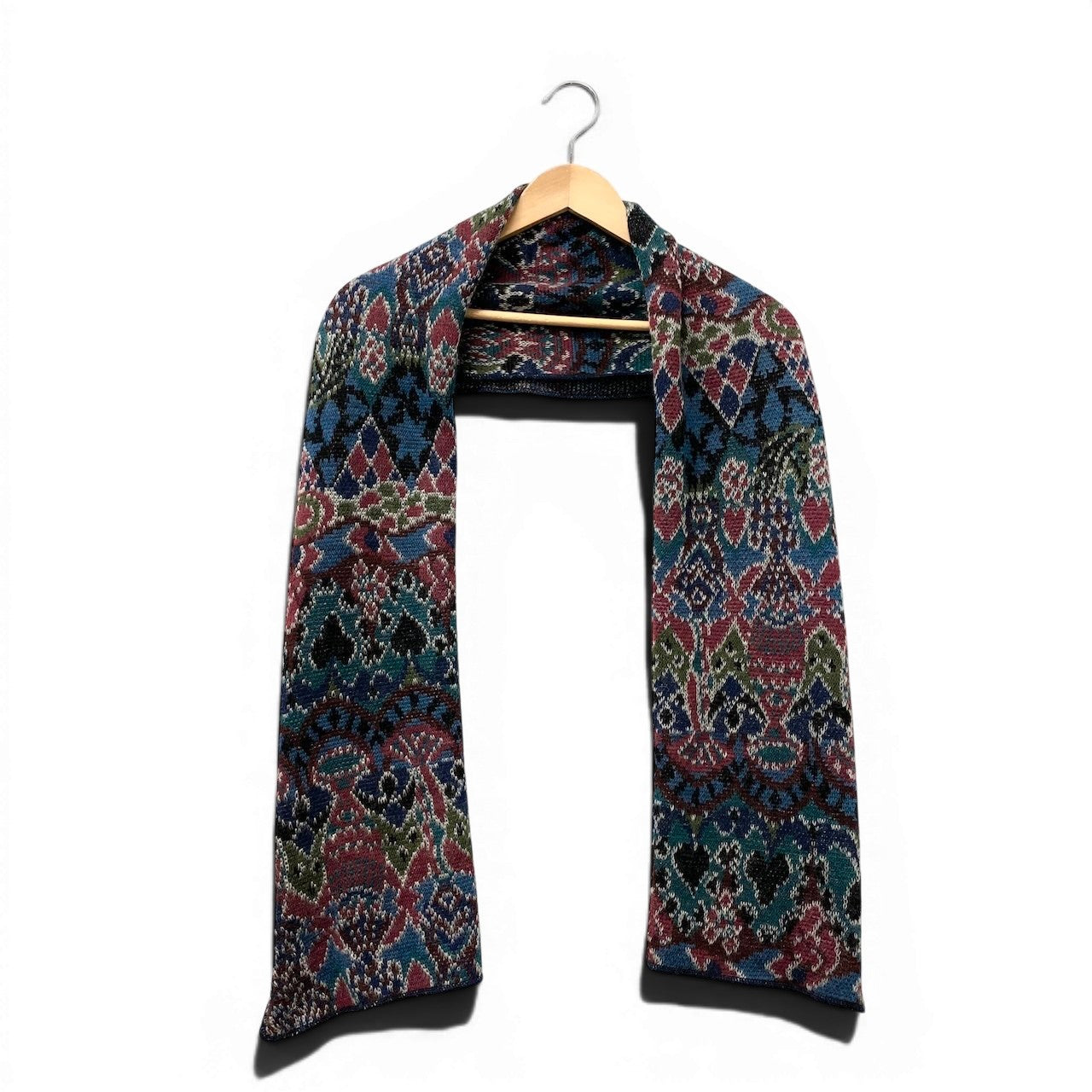 74e18 MISSONI ミッソーニ ニットマフラー ストール 幾何学模様 イタリア製 マルチカラー レディース メンズ ユニセックスu02t
