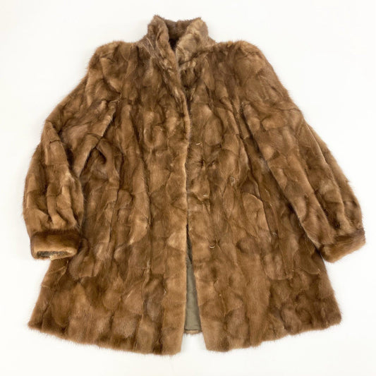 50j24 最高級毛皮 パステルミンク ミンクコート 毛皮コート セミロングコート ライトブラウン ミンクファー レディースu02t