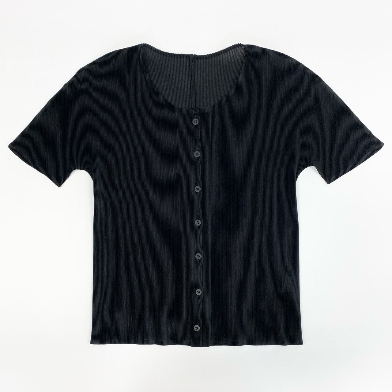 24i25 PLEATS PLEASE プリーツプリーズ イッセイミヤケ 半袖カーディガン シャツ ブラウス トップス 3 ブラック ポリエステル100％ レディースu02t