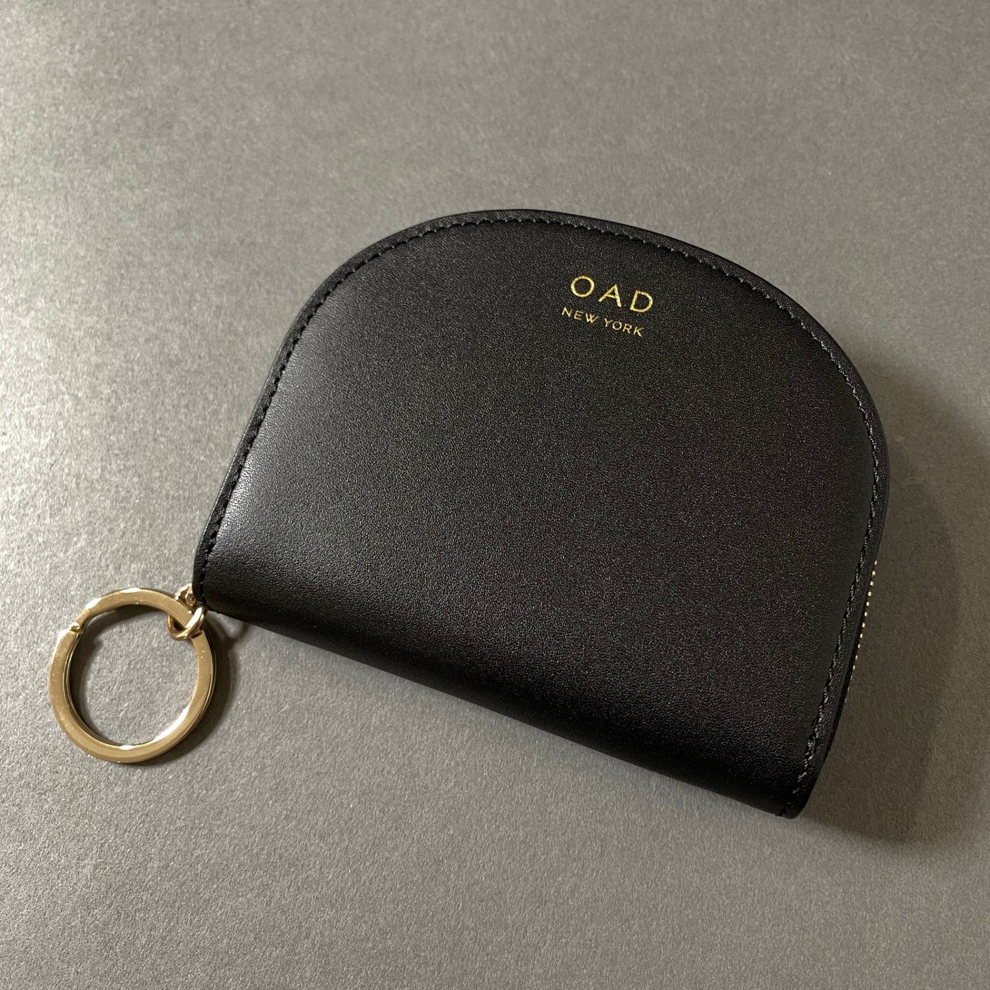 f28-7 《未使用保管品》 OAD NEW YORK オーエーディー ニューヨーク Dia Continental Mini Mirror Wallet ミニミラーウォレット ブラック レザー ラウンドジップ 財布