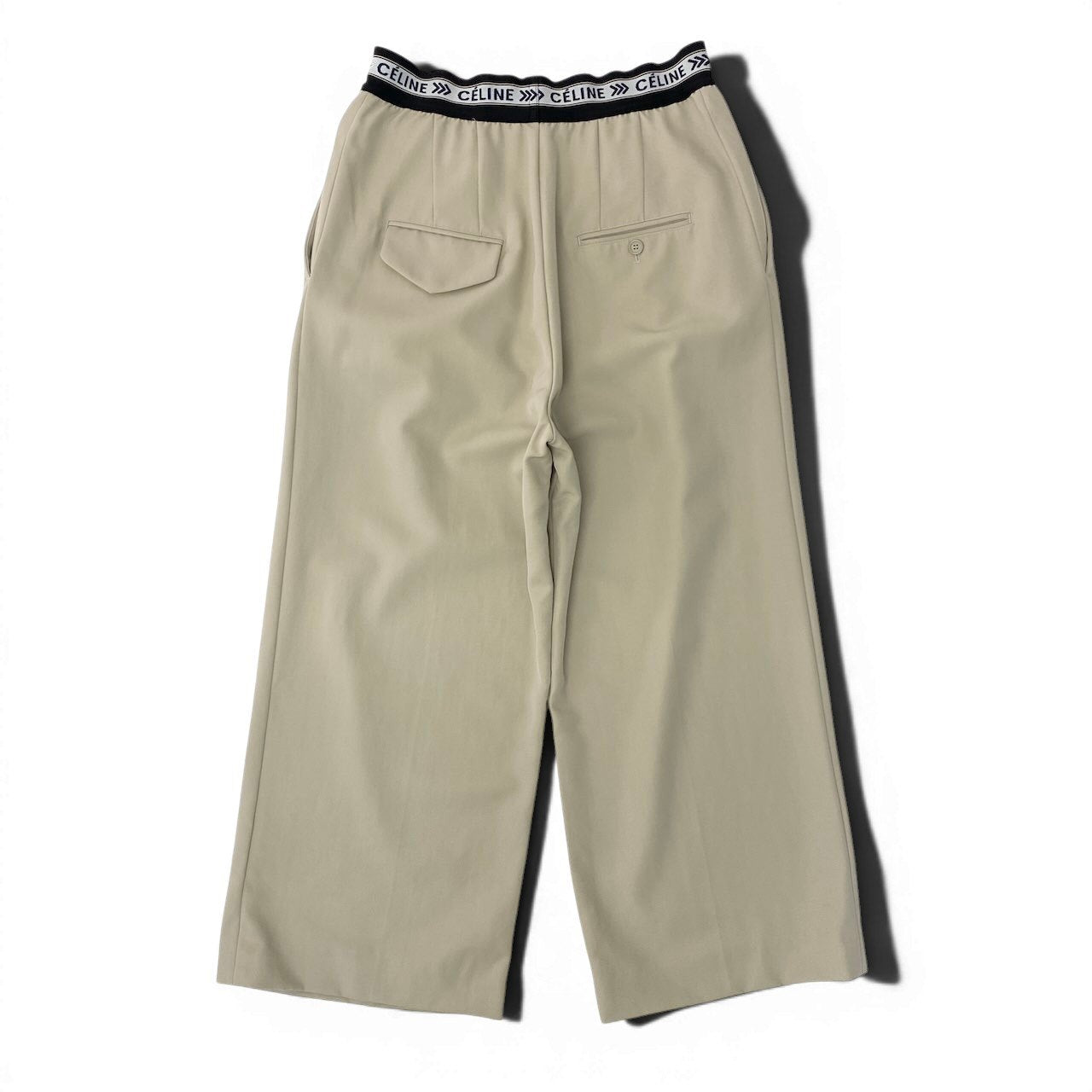e8 CELINE 2018AW ロゴウエストパンツ ボトム 36サイズ ベージュ コットン100％ レディース 女性用u02t