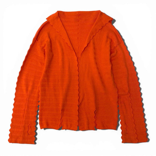 Ac5 ISSEY MIYAKE HaaT イッセイミヤケ ハート サイズ3 変形ニット  カーディガン オレンジ系 レディース 女性用k02i