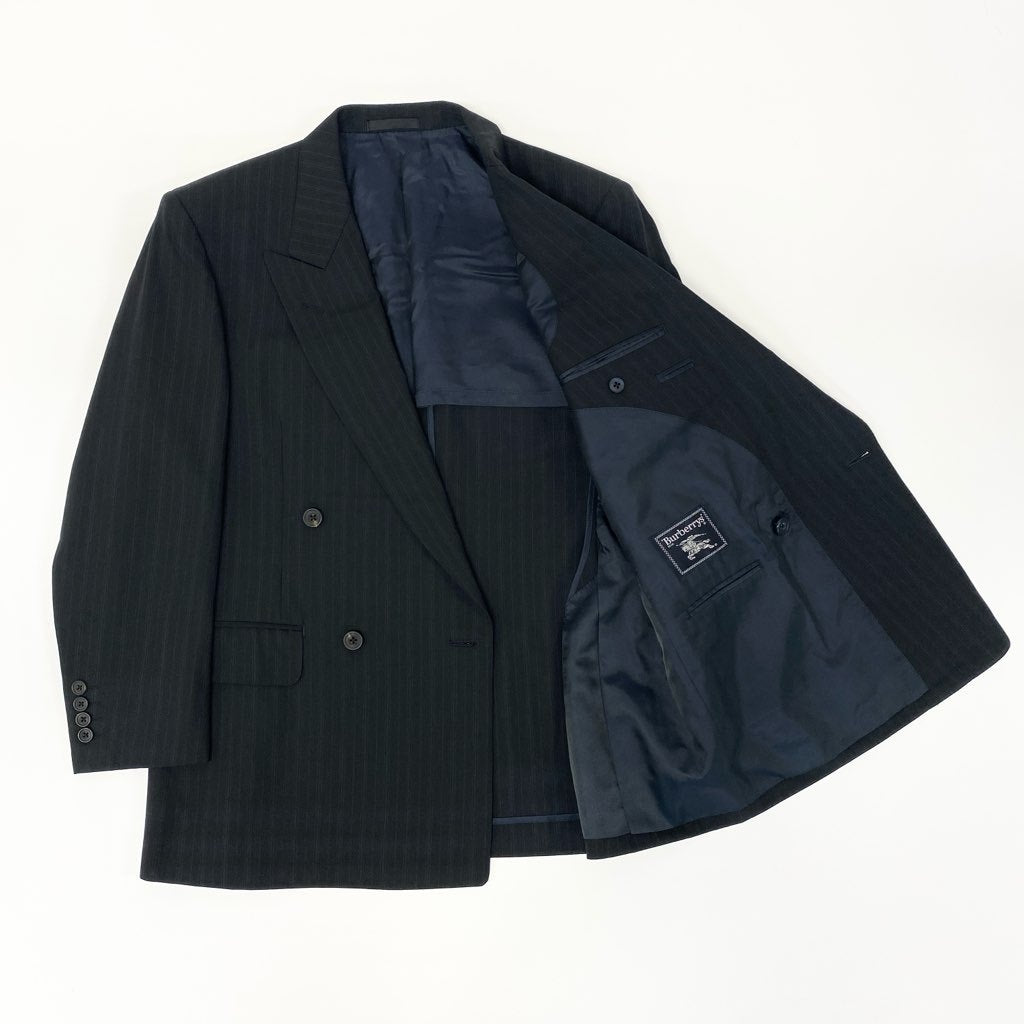 54l28 Burberrys バーバリーズ スーツセットアップ テーラードジャケット スラックスパンツ ストライプ 94-84-165 AB4 ネイビー ウール100％ メンズ 男性用o07t