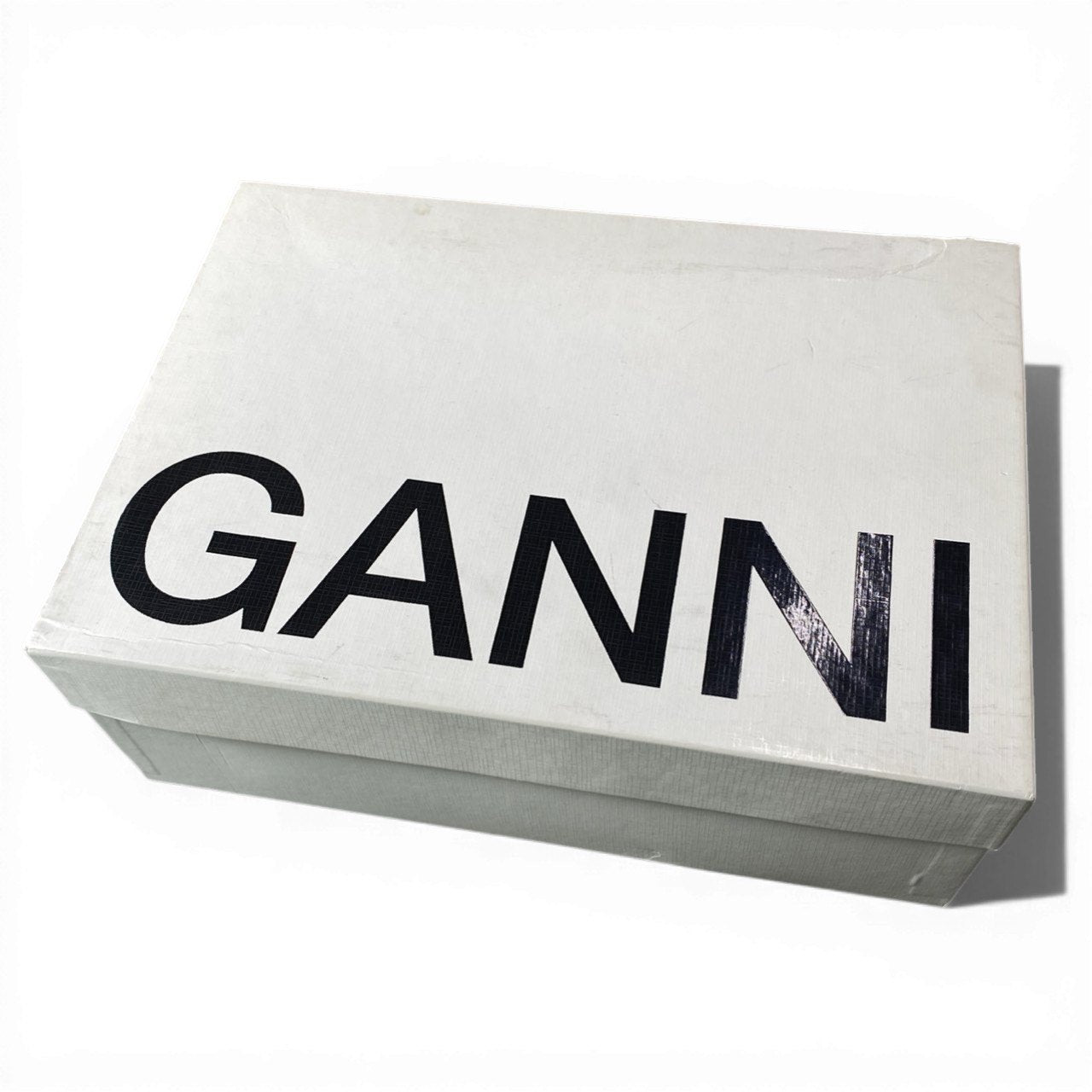 1c23 GANNI ガニ― クリスタルボタン付き レザーローファー ビジュー 革靴 フラットシューズ レディース 女性用 40 ブラックu02t