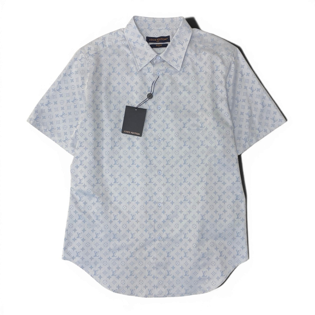 Mf18《未使用品》 LOUIS VUITTON ルイヴィトン 25SS モノグラム 半袖シャツ Monogram Short Sleeved Shirt サイズ42 ブルー タグ付t18r