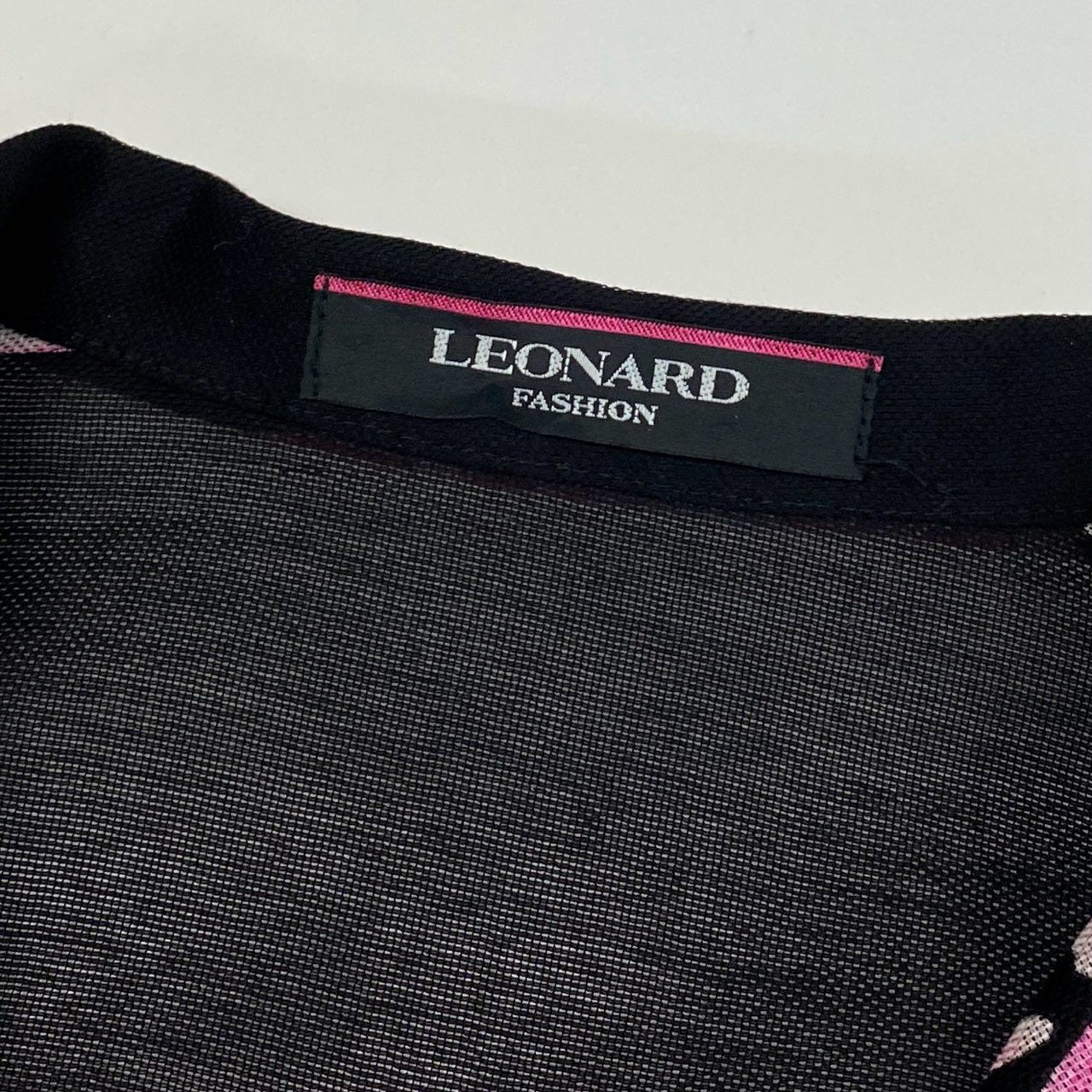 59b22 【美品】 LEONARD FASHION レオナール シアージャケット シャツジャケット 美しい花柄プリント レディース 女性服 11R ブラック ピンク コットン100％u02t