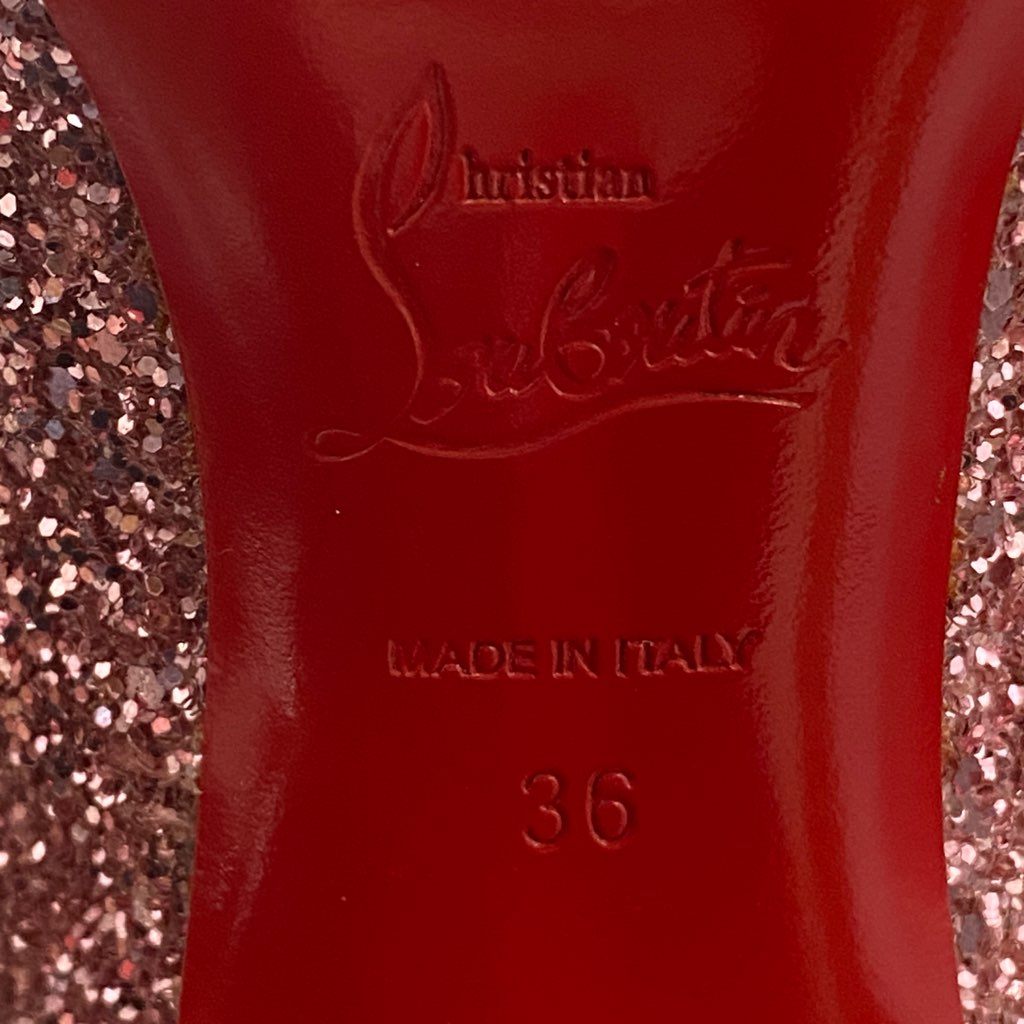 4d21 Christian Louboutin クリスチャン ルブタン グリッター パンプス  ハイヒール 36 ピンク ラメ 結婚式 セレモニー パーティ