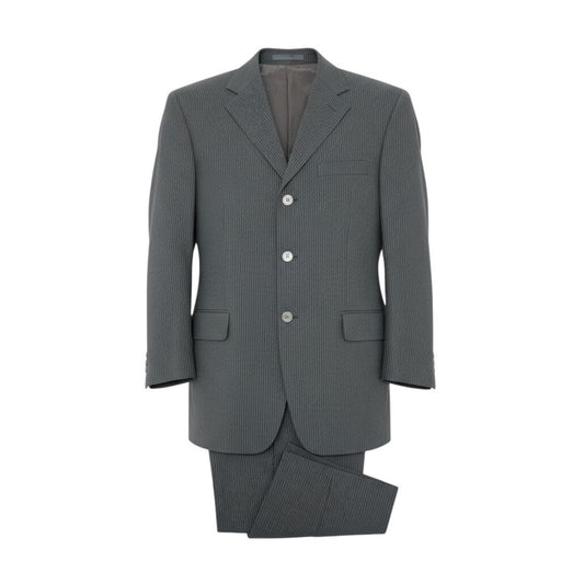 28k6 VERSACE COLLECTION ヴェルサーチ コレクション セットアップ スーツ ビジネス フォーマル 裏地総柄 ストライプ 48 グレー ウール メンズo07t