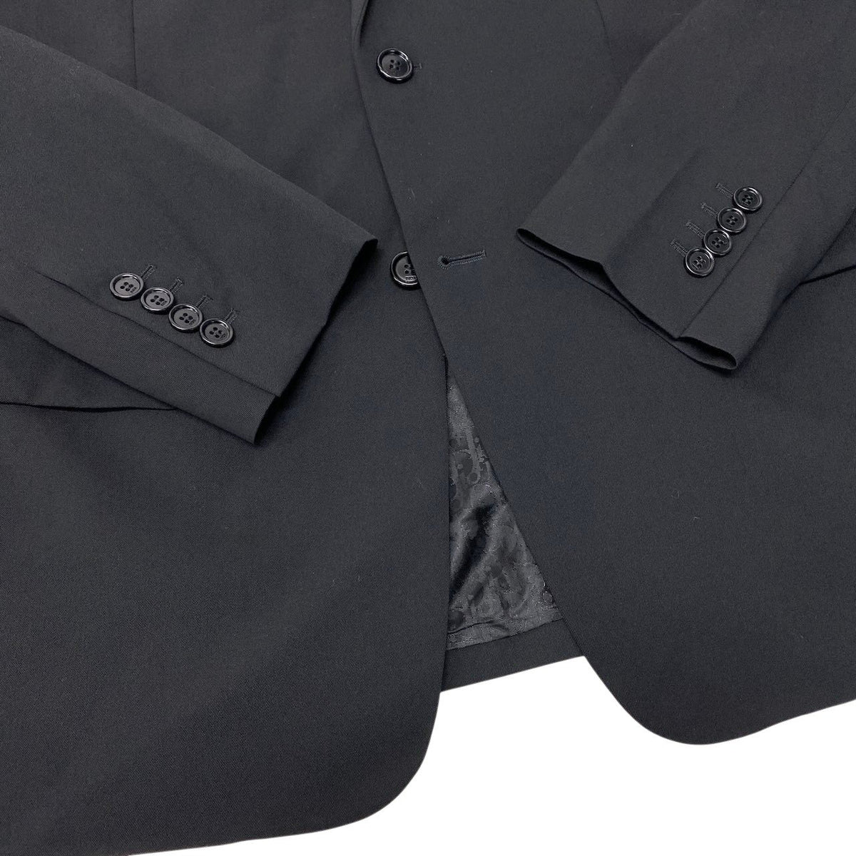 47j16 《極美品》 DIOR HOMME ディオール オム テーラードジャケット シングル 2B 裏地オブリーク柄 サイズ52 ブラック  ウール メンズ 紳士服u02t