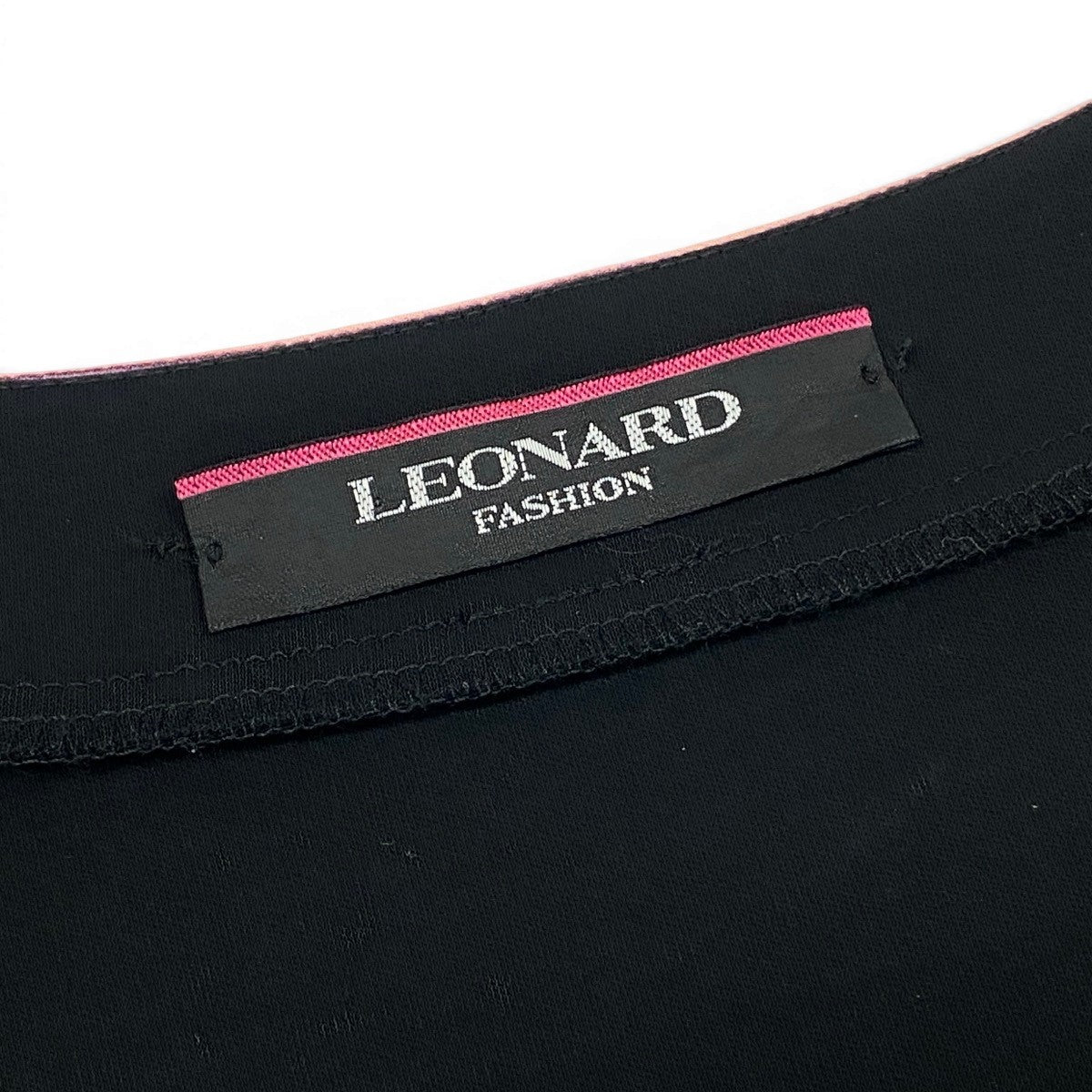 55f10 LEONARD FASHION レオナール フレンチスリーブワンピース スクエアネック 美しい花柄プリント サイズS ブラック コットン100％ レディース 女性服u02t