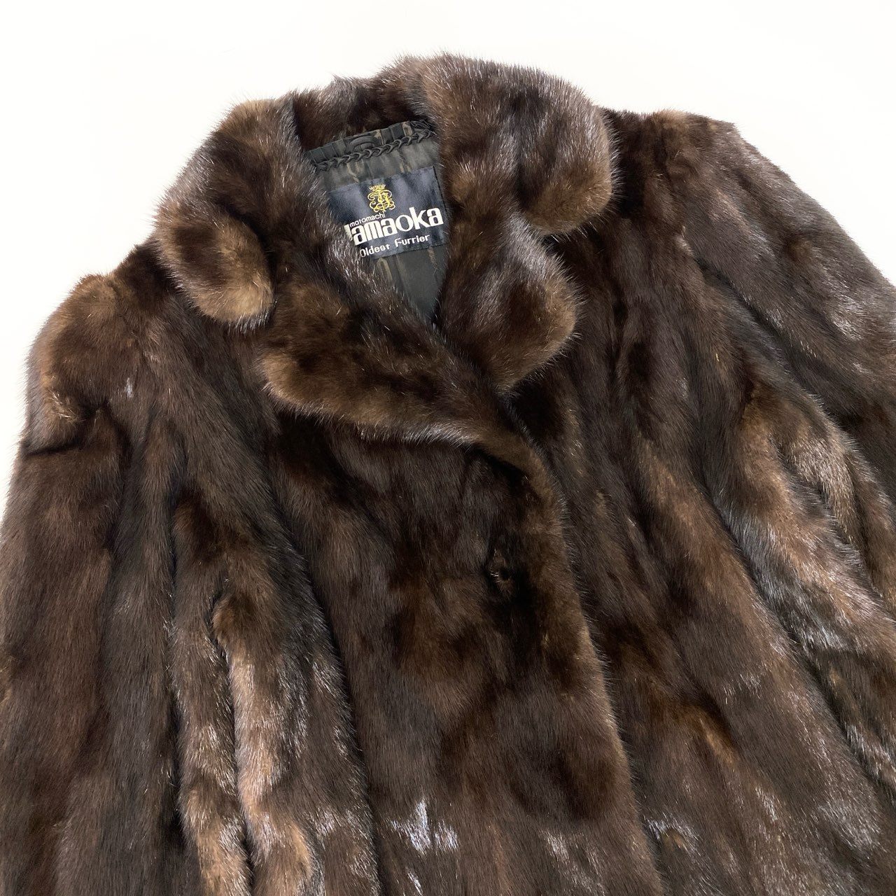 26c14 Yamaoka デミバフミンク ファーコート サイズ13 ブラウン 本毛皮 Mink Fur Coat 毛質◎ リアルファーt18r