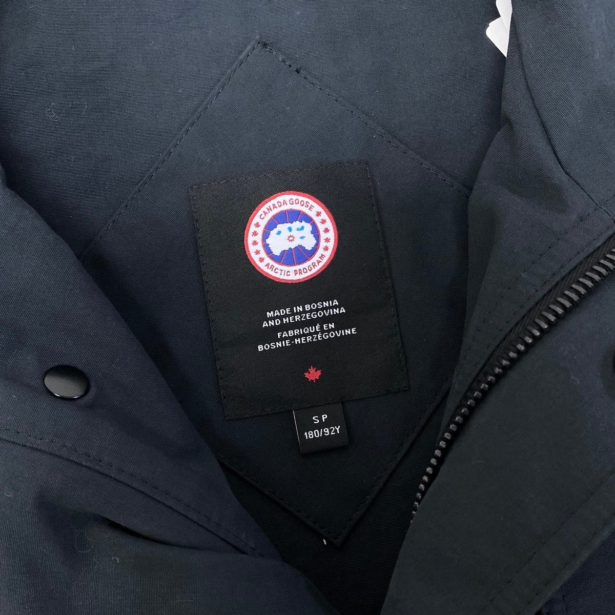 37i26 【未使用タグ付】 CANADA GOOSE カナダグース ハリソンジャケット ロゴパッチ 4814M サイズSP ネイビー コットン ナイロン メンズk02i