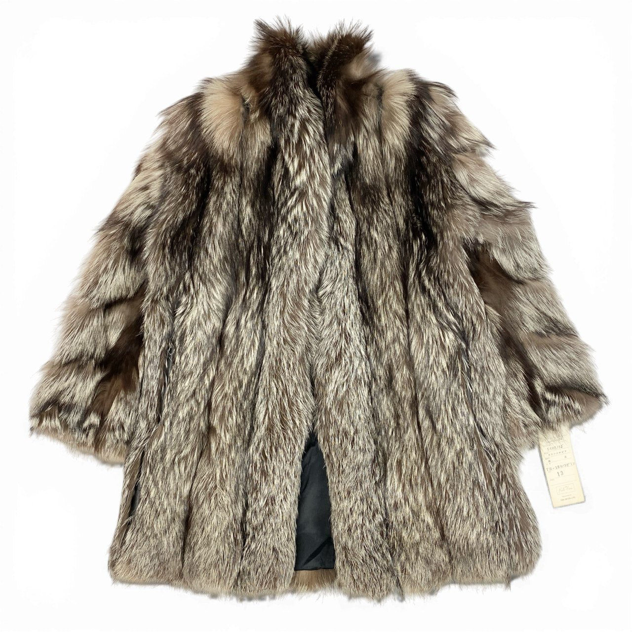 72a15 SAGA FOX ROYAL サガフォックスロイヤル 金サガ シルバーフォックス ロングコート サイズF 最高級本毛皮 Fox Fur Coatt18r