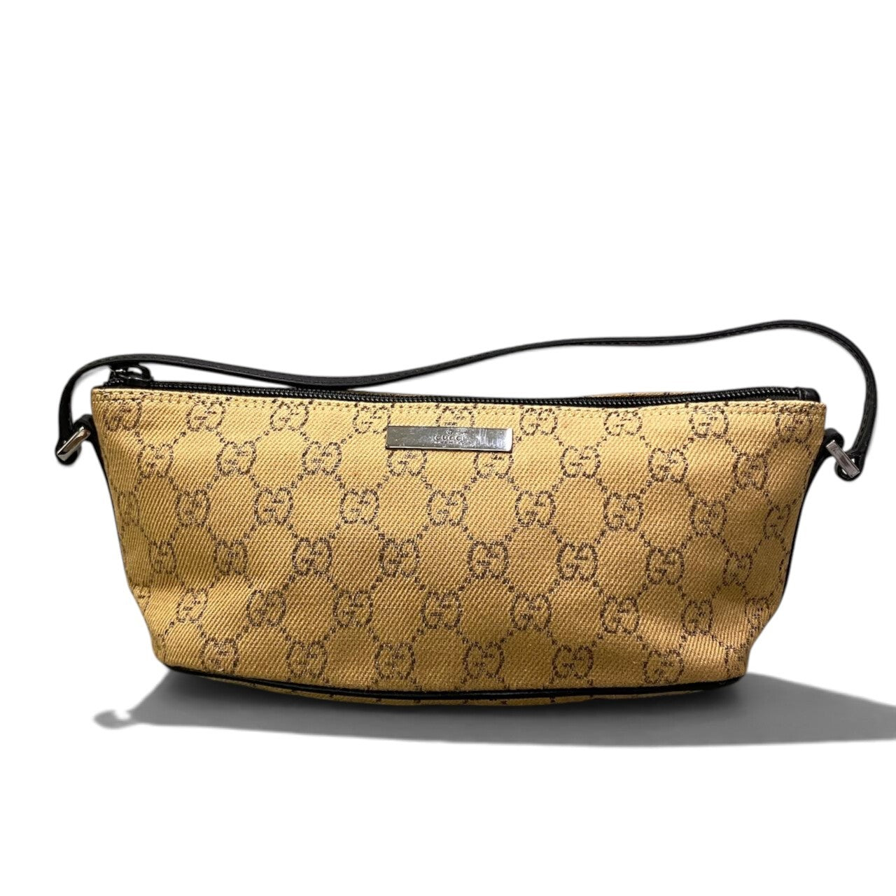 h29 GUCCI GGキャンバス アクセサリーポーチ ベージュ ダークブラウン レディース 女性用ta1