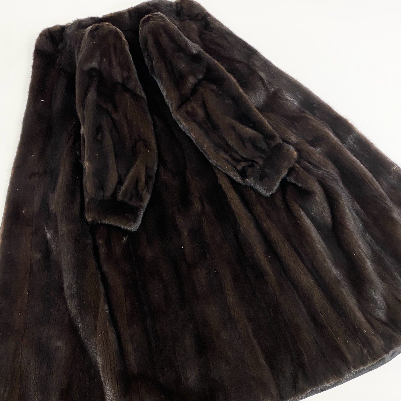 70l1《本毛皮》 デミバフミンク ミンクコート 超ロングコート 120cm ミンクファー MINK FUR free ブラウン系u02t