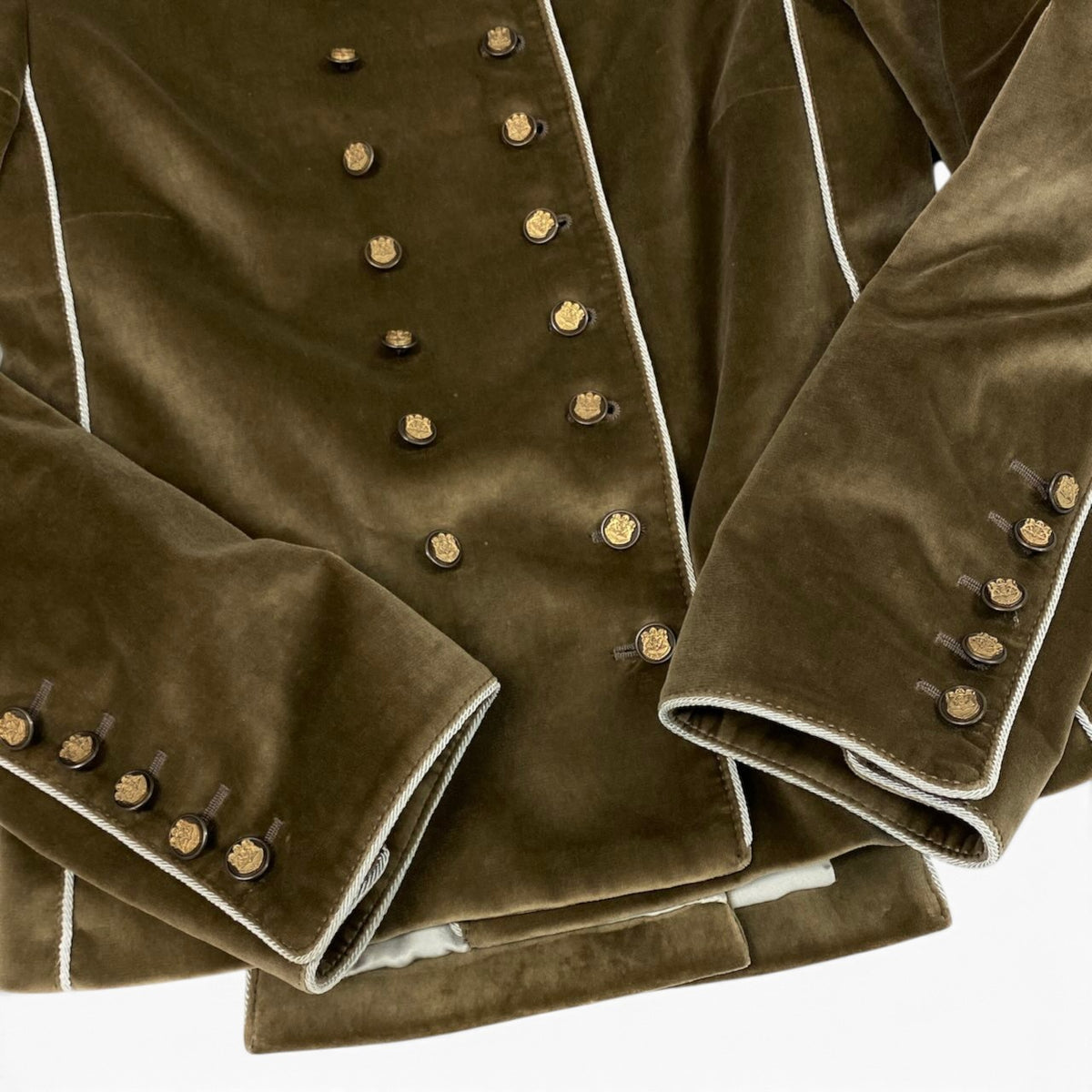 i19 DOLCE＆GABBANA 2006AW ランウェイ着 ナポレオンジャケット イタリア製 36サイズ ブラウン コットン100％ レディース 女性用u02t