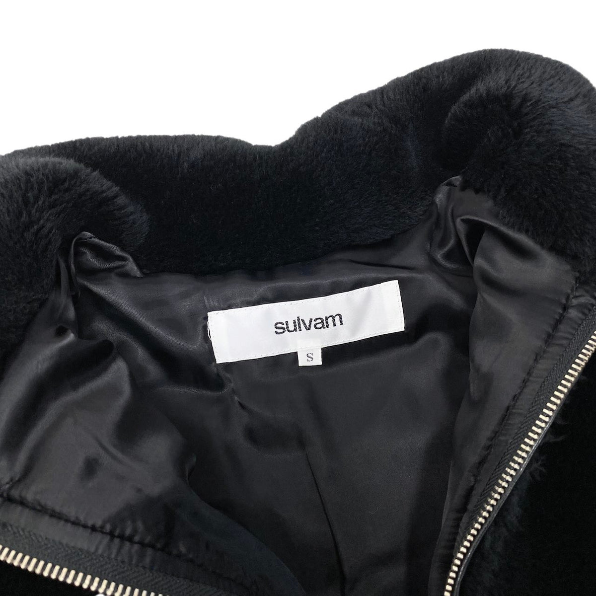 27j16 【美品】 sulvam サルバム 19aw ビッグファージャケット ファイクファーブルゾン SK-Y05-600 サイズS ブラック メンズu02t