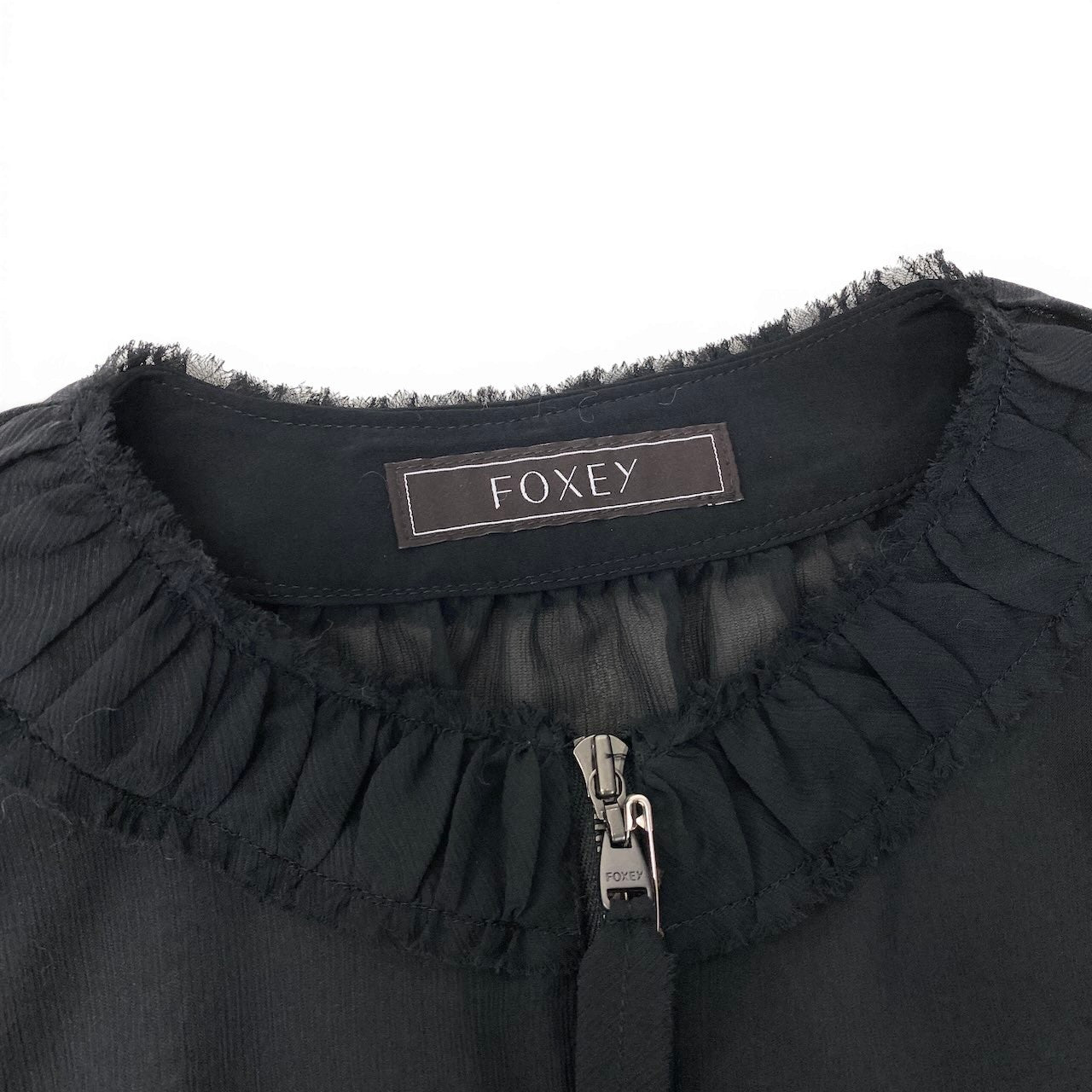 90g24 【未使用タグ付】 FOXEY フォクシー 2025年 Nocturne ノクターン シフォンジャケット シアー 45365 サイズ38 ブラック ポリエステル100％ レディースt18r