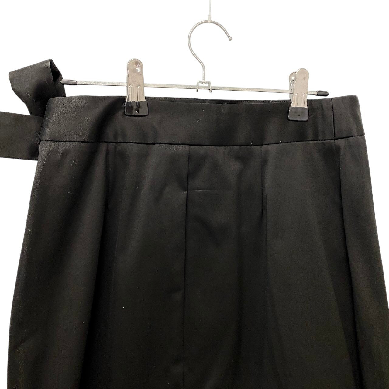14g5 Salvatore Ferragamo サルヴァトーレフェラガモ ベルト付 スカート ボトムス 膝丈 イタリア製 40 ブラック コットン レディースo07t