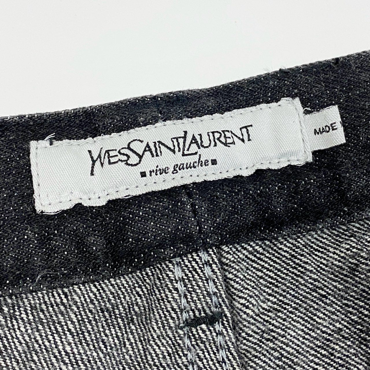 Ma14 Yves Saint Laurent イブサンローラン YSLロゴ バックポケット デニムパンツ ジーンズ サイズ44 ブラック メンズ ボトムk02i