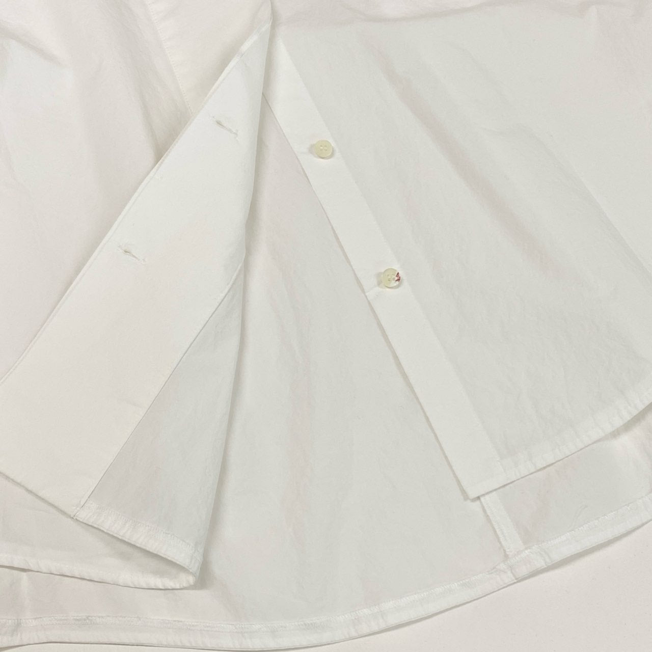 63i12 《美品》 ENFOLD エンフォルド ヘキサゴンシャツ 長袖シャツ ブラウス ノーカラー 300FA230-1850 サイズ38 ホワイト コットン タイプライター レディースu02t