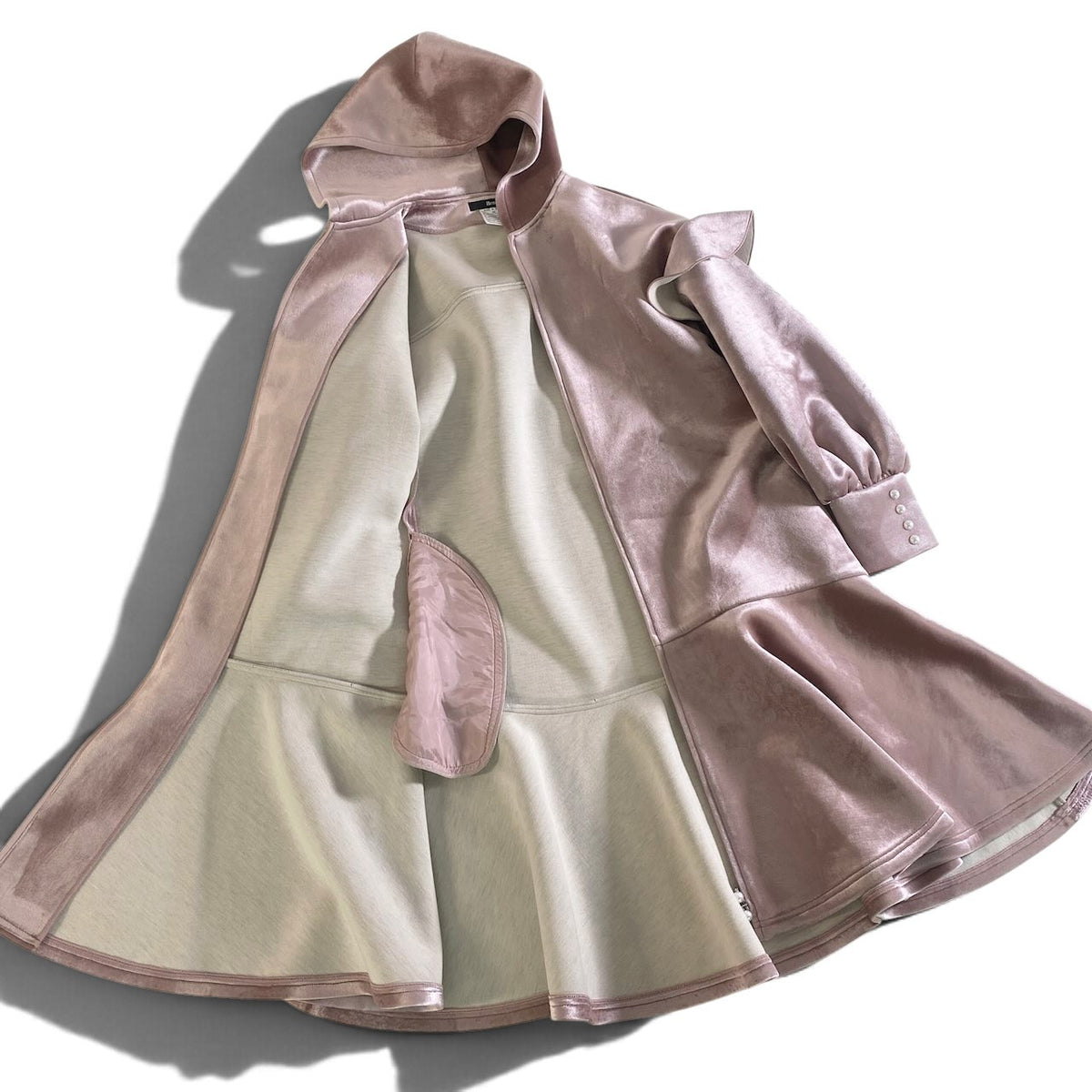 62j29 【極美品】 Rene ルネ 2024年 ベロア ボンディングワンピース パール装飾 36 ピンク レディースu02t