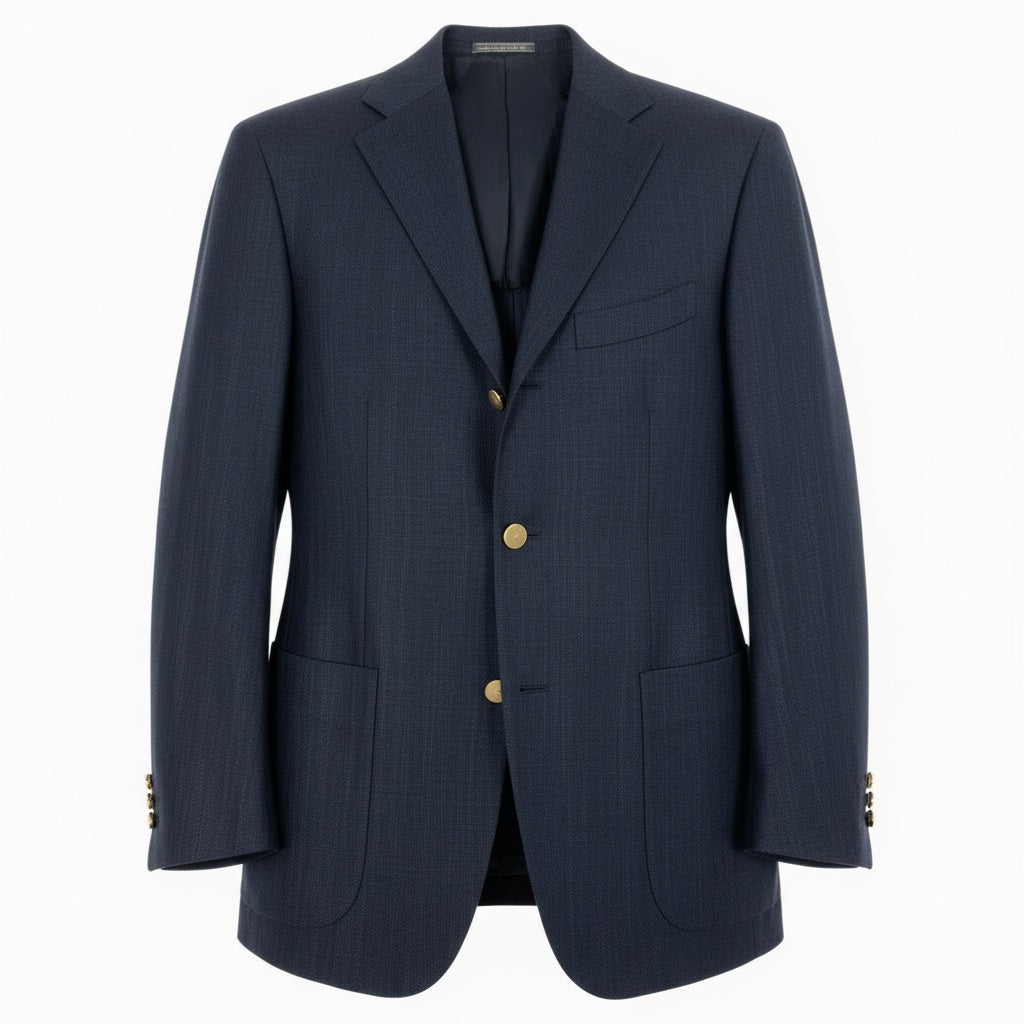 65b10【美品】Salvatore Ferragamo サルバトーレフェラガモ 紺ブレザー 金ボタン テーラードジャケット 48サイズ ネイビー メンズ 男性用k02i