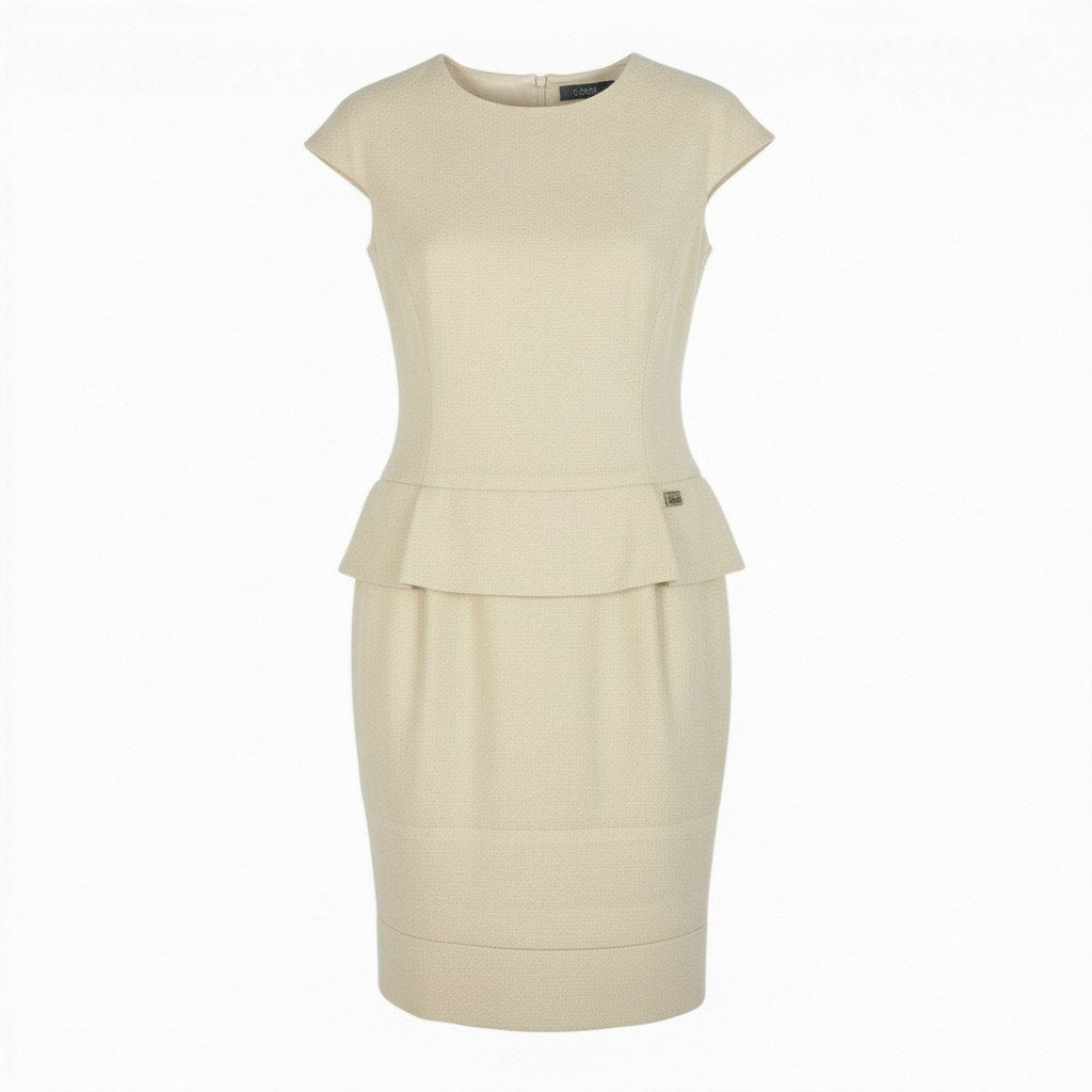 b26 CHANEL シャネル P42639 2011年 ツイード素材 ワンピース サイズ38 オフホワイト レディースta1