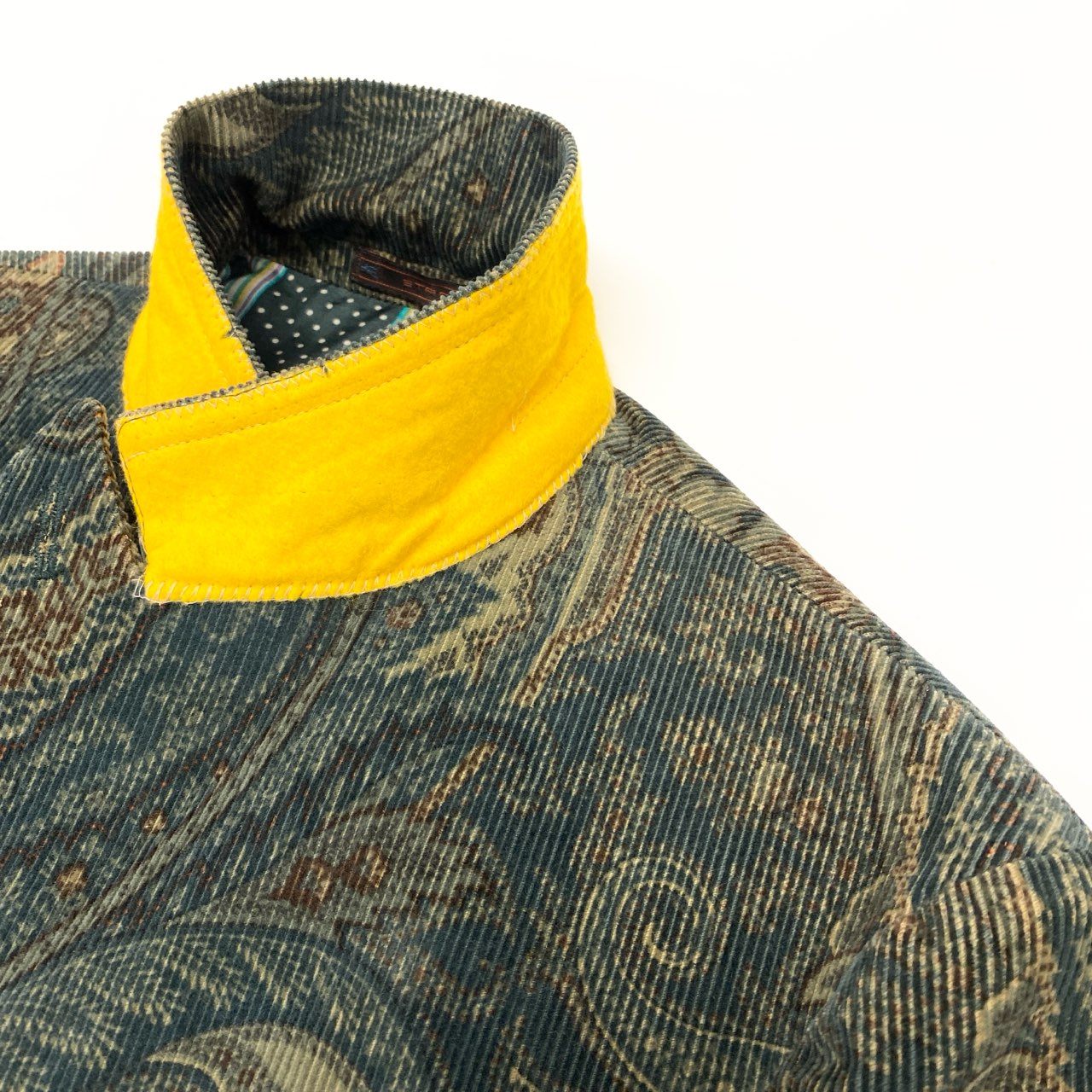 30K18 ETRO エトロ イタリア製 テーラードジャケット コーデュロイジャケット ペイズリー柄 裏地総柄 メンズ 紳士服 48 ダークグリーン系u02t