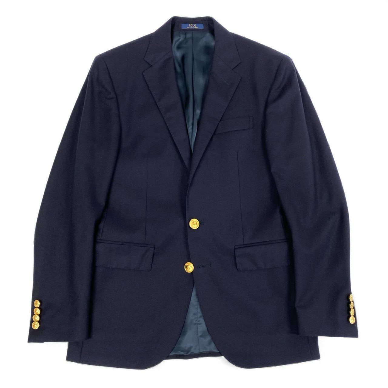 31L8 POLO RALPH LAUREN ポロラルフローレン テーラードジャケット ブレザー 紺ブレ 金ボタン CUSTOM FIT メンズ 紳士服 36 S  ネイビー ウール100％k02i