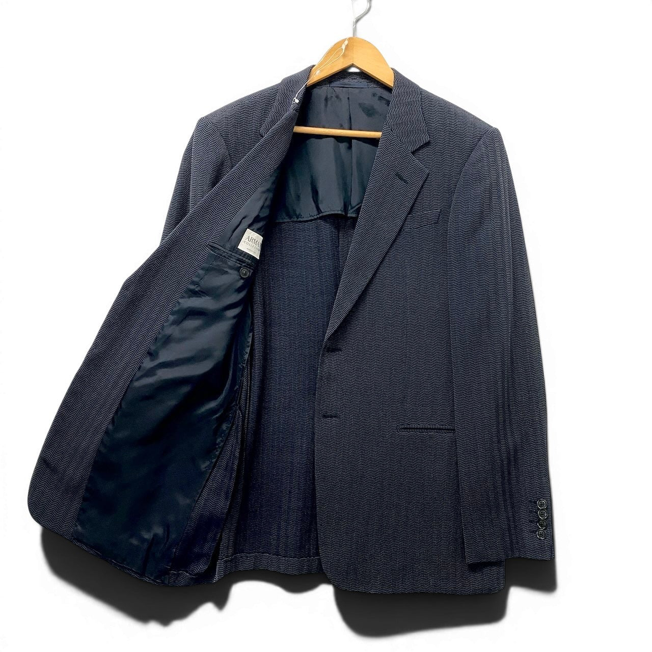 34e16 ARMANI COLLEZIONI テーラードジャケット ヘリンボーン柄 イタリア製 50サイズ グレー系 メンズ 男性用u02t
