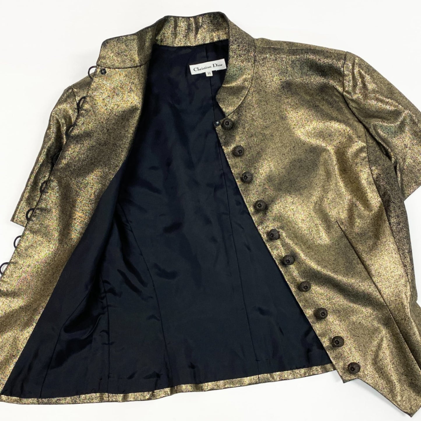 Ab20  Christian Dior クリスチャンディオール 半袖ジャケット ブラウス トップス 装飾ボタン 11 ゴールド レディースu02t