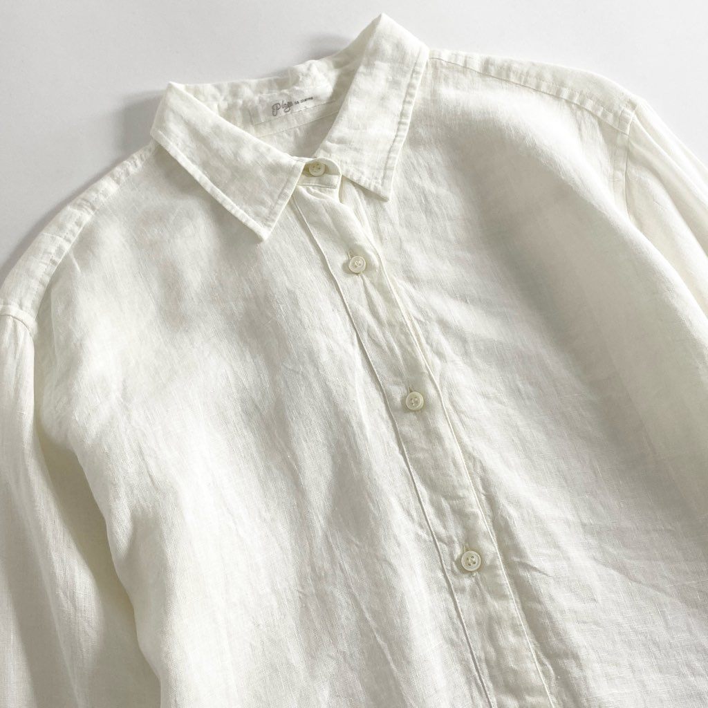 14d7 plage プラージュ ロングスリーブ リネンシャツ 21-050-922-8020-1-0 size38 ホワイト 長袖 麻 LINEN SHIRT 日本製