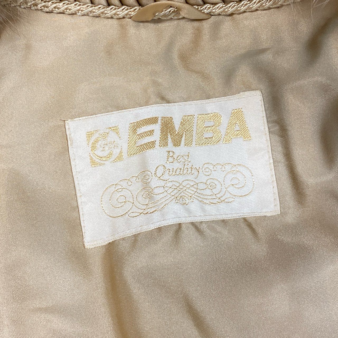 25L5 EMBA エンバ パステルミンク × フォックスファー ロングコート サイズF ベージュ 最高級本毛皮 レアデザイン MINK FOX FURt18r