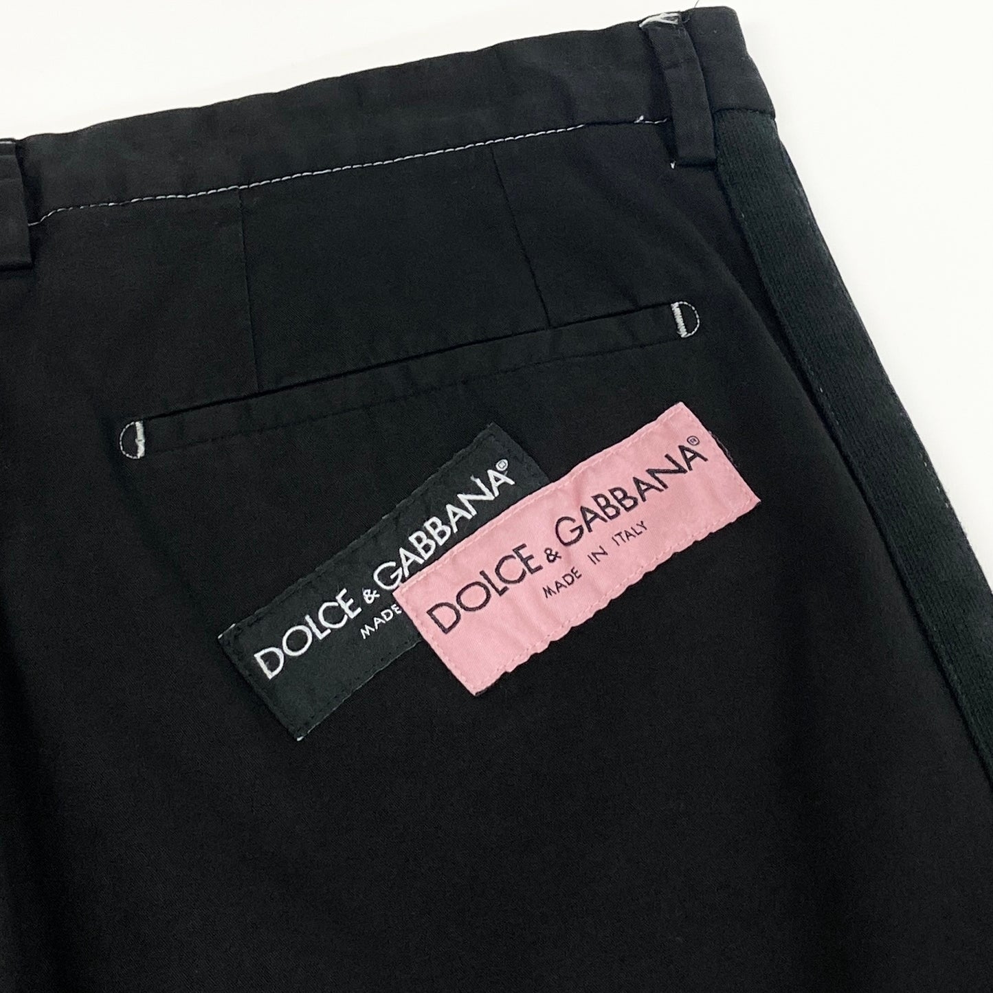 48d16 DOLCE＆GABBANA ドルチェアンドガッバーナ サイドライン スラックスパンツ テーパードパンツ 伸縮ストレッチ ボトムス サイズ54 ブラック メンズ 紳士服u02t