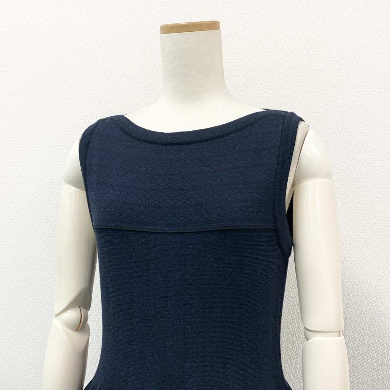 42a23 《美品》 FOXEY フォクシー CONCERTO コンチェルト ノースリーブワンピース 36832 40 ミッドナイトブルー ドレス 日本製 夏
