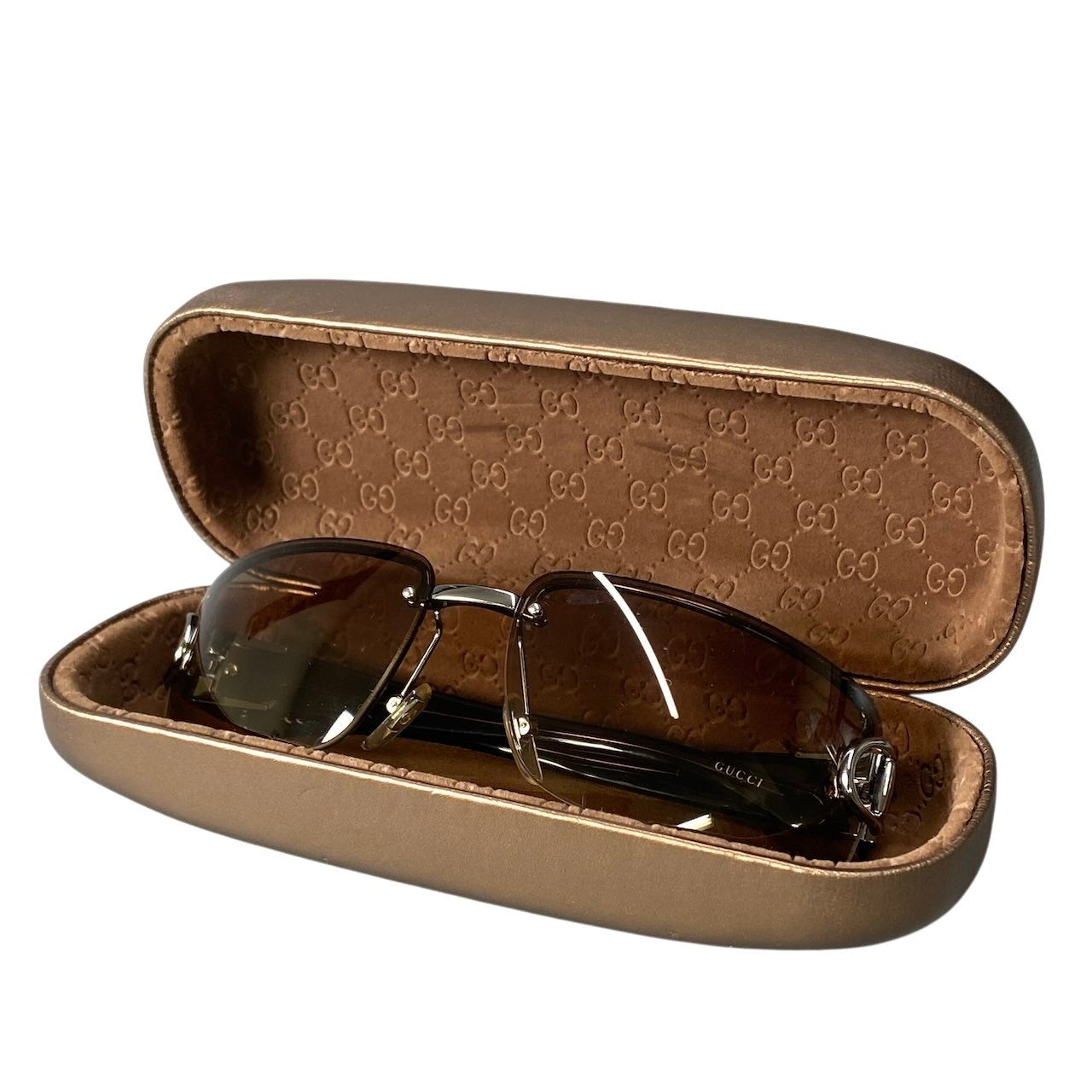 e26 GUCCI グッチ GG2760 GG ホースビット リムレス サングラス サイズ62/15 ブラウン レディース アイウェアk02i