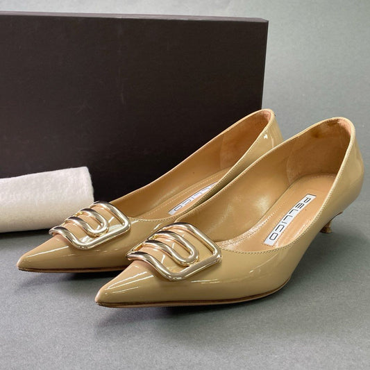 5f7 【美品】 イタリア製 PELLICO ペリーコ パテントレザー ポインテッドトゥ パンプス サイズ36 ベージュ  レディース 女性用