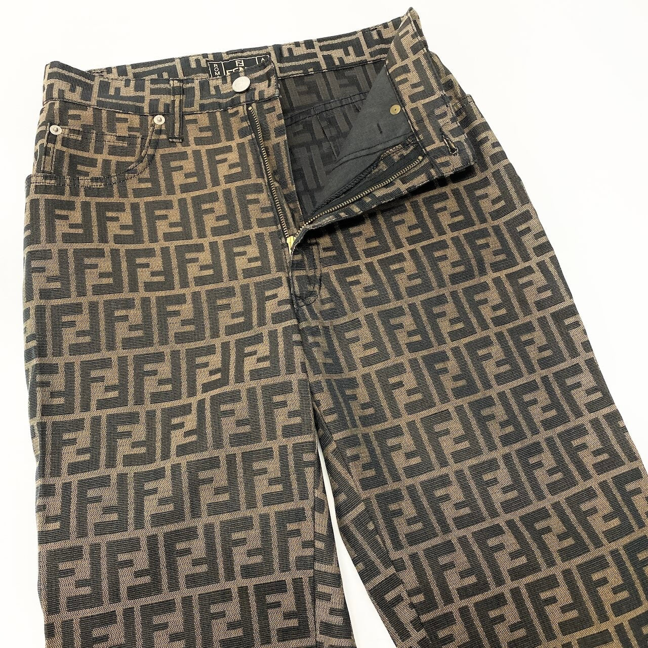 Mc30  FENDI フェンディ ズッカ柄 ロングパンツ テーパードパンツ 総柄 サイズ29 ベージュ系 メンズ 紳士服u02t