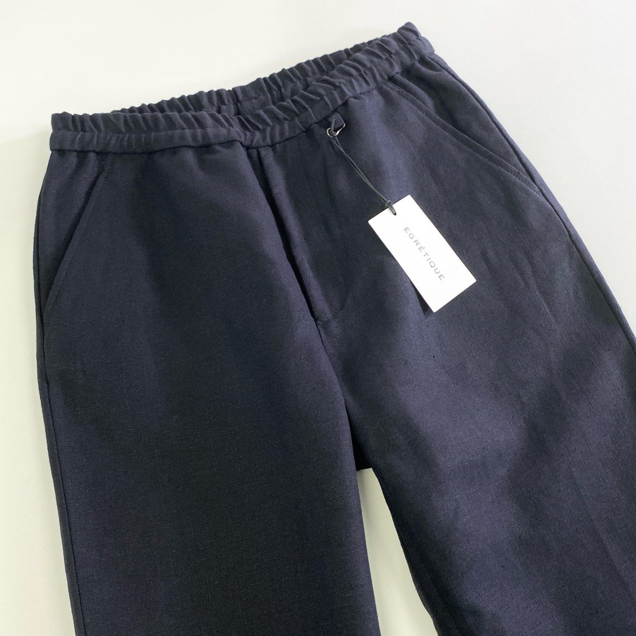 86k12 【新品】定価39600円 EGRETIQUE イグレティーク EG011SC PLAIN LINEN リネンパンツ イージーワイドパンツ サイズXS ダークネイビー リネン100 メンズ