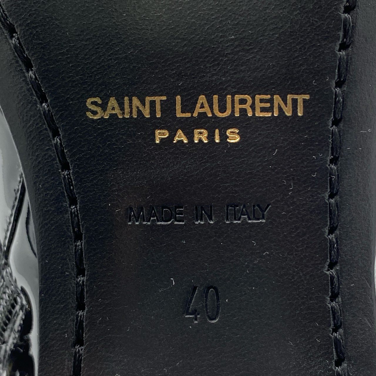5h29《未使用品》 SAINT LAURENT サンローラン Beau パテントレザー アンクルブーツ 40 ブラック エナメル シューズ 箱 保存袋付属t18r