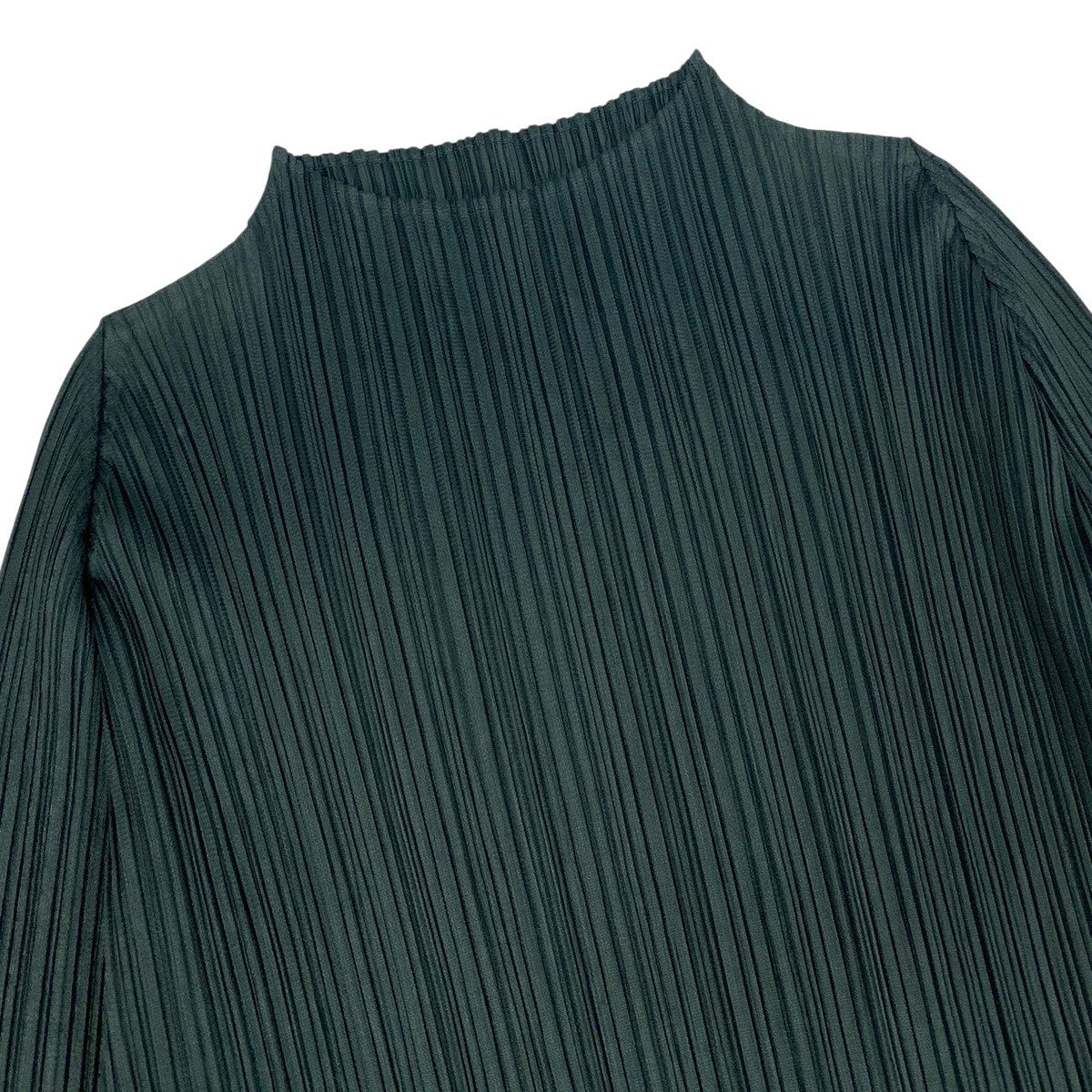 Ah28 PLEATS PLEASE プリーツプリーズ ロングスリーブ プリーツカットソー モックネック サイズ3 グレー系 ポリエステル レディースo07t