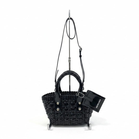 e4 《極美品》 BALENCIAGA バレンシアガ 2WAY ビストロ XXS バスケットバッグ ブラック Bistro Basket Bag Blackt18r