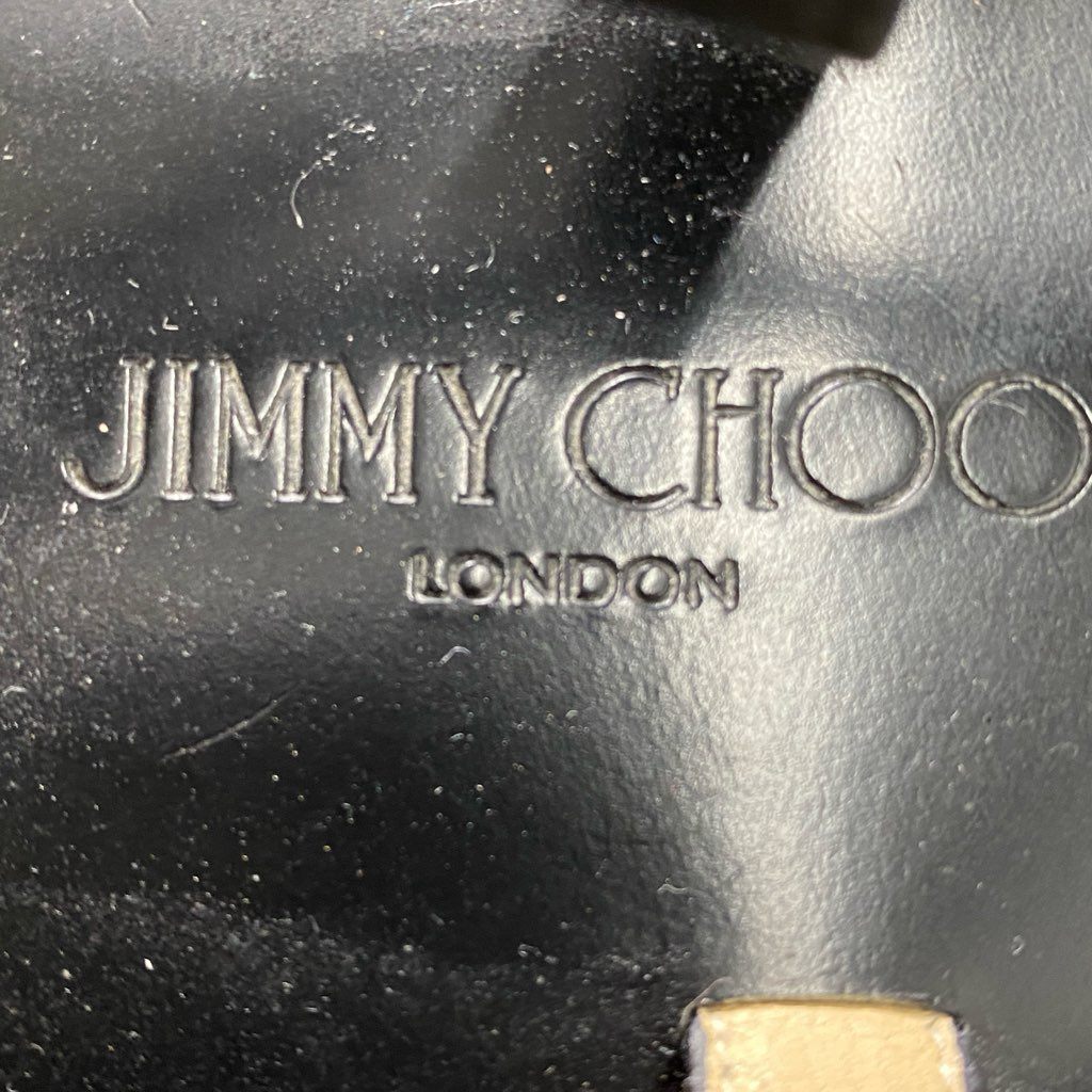 2f13 JIMMY CHOO ジミーチュウ レザーコードサンダル 36 ブラック ゴールド スペイン製 シューズ レディース